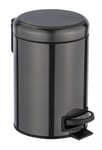 WENKO 3 Litre Anti-Fingerprint Bin, Stainless steel, Black, 17 x 25 x 22,5 cm