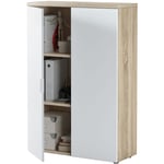 Pegane - Armoire de rangement bureau avec 2 portes - Dim : 119 x 80 x 33 cm