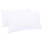 Amazon Basics Taies d'oreiller en satin de coton anti plis lot de 2, 400 fils/cm², 50 x 80 cm, Blanc, Coussins non inclus