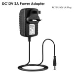 12V 2A AC/DC UK Power Supply Adapter Safety Charger For LED Strip CCTV Camera