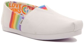 Toms Alpargata Pride Vegan Canvas Trainers In White Multicolour Size UK 3 - 8