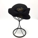 QB Solide rétro hypoténuse Peintre Casquette Automne Hiver Femmes Laine béret hôtesse de l'air Casquette Mariage église Formelle Chapeau-Noir, réglable