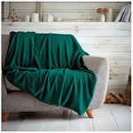 GC GAVENO CAVAILIA Fleece Snuggle Blanket For Sofas, Warm & Cozy Large Throws For the Sofa, Waffle Blankets For Beds, Green, 200X240 Cm