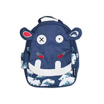 LES DEGLINGOS - PETIT SAC A DOS ENFANT 32CM HIPPIPOS L'HIPPO - BLEU MARINE - Idéal pour l'école maternelle - Dès 18 mois - 32cm