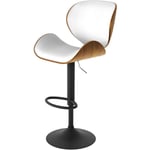 Rendez-vous Déco - Chaise de bar réglable 63/84 cm en cuir synthétique blanc - baudoin