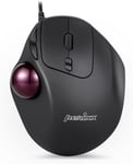 Souris Trackball Filaire Ergonomique Programmable - 2 niveaux de DPI 400/1000, 7 Boutons, Droitiers, Noire et Rouge