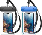 Pochette Étanche Smartphone,8.8'' Pochette Téléphone Étanche Ipx8 Avec Cordon Réglable,Housse Étanche Pour Iphone 14 Pro Max/13/12/11,Samsung S23 Ultra/S22,Huawei Up To 8,8""(Transparent+Bleu)