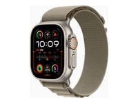 Apple Watch Ultra 2 - 49 mm - titan - smart klocka med Alpine Loop - textil - oliv - bandstorlek: M - 64 GB - LTE, Wi-Fi, Bluetooth, UWB - 4G - 61.4