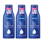 Nivea Body Lotion 5 In 1  Rich Nourishing Dry To Very Dry Skin  3x400ml Bulk Buy