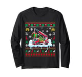 Santa Carrying Christmas Tree On Crane Truck Driver Sweater Long Sleeve T-Shirt