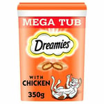 2x Dreamies Cat Treats With Chicken Megatub 350g