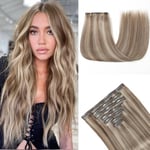 HotLulana Extension Clip Cheveux Naturel 120g 7pcs 50cm Invisible Extension Cheveux Naturel Rajout Cheveux Clip Naturel 20 Pouce Naturel Clip In Extension Human Hair P6/18K#