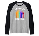 Dignity And Justice For All Human Rights Raised Hands Raglan Baseball Tee