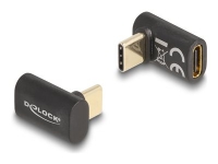 Delock - USB-adapter - 24 pin USB-C (hane) vinklad till 24 pin USB-C (hona) - USB 3.2 / Thunderbolt 3 / DisplayPort 1.4 - 20 V - 5 A - USB-strömförsörjning (100W), Stöd för Power Delivery 3.0, upp till 40 Gbps dataöverföringshastighet - svart