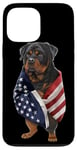 Coque pour iPhone 13 Pro Max Chien Rottweiler patriotique enveloppé dans un drapeau américain américain