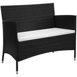 Banc de jardin，Banquette de jardin 90 cm Résine tressée Noir CFW41150