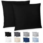 Dreamzie Taie Oreiller 65x65 cm Lot de 2 Housse d'oreiller en Microfibre avec Une Fermeture Eclair Certifiée Oeko-Tex - Housse Coussin Noir