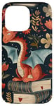 Coque pour iPhone 14 Pro Max Motif de ver de bibliothèque Cute Dragon Books Cottagecore