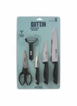 QUTTIN Ensemble de 5 couteaux, éplucheur et ciseaux Collection Nero - Set de couteaux de cuisine - Set de couteaux professionnels - Set de couteaux de qualité