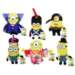 Moche et Méchant Me Minions Set 6 Peluche 15cm Bob Stuart Roi Vampire Hippies