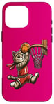 Coque pour iPhone 16 Pro Max Belle idée cadeau design drôle chat qui fait du basketball