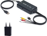 1080P Adaptateur Hdmi Rca, Hdmi Vers Rca Audio Vidéo Convertisseur Avec Câble Hdmi Support Pal/Ntsc Pour Stb,Ps1/2/3,Vhs,Lecteur Dvd Blue-Ray Projecteur[VID060532]