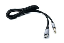 System-S Câble Audio USB 100 cm Jack 3,5 mm mâle vers Prise 3.1 Type C mâle AUX - Adaptateur tressé - Noir