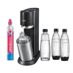 SodaStream E-Duo Machine à gazéifier électrique avec Cylindre de CO2, Bouteille en Verre et 2 Bouteilles en Plastique de 1 l lavables au Lave-Vaisselle, Hauteur : 44 cm, Couleur : Titane