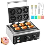 VEVOR Machine a beignets electrique, 1550 W, appareil a donuts commercial avec surface antiadhesive, machine a gaufres chauffante double-face a 6