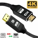 Male to Male 4K 30Hz DisplayPort to HDMI-Compatible DP to HDMI Cable Adapter