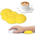 ATTACK SHARK Souris Nuage Repose-Poignet avec Sous-Verre, Repose-Poignet Clavier Ergonomique en Mousse à Mémoire avec Massage, Support de Repos de Paume pour Ordinateur Portable,Jeu, Bureau-Jaune