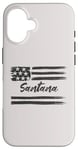 Coque pour iPhone 16 Santana – Nom personnalisé, étoiles et rayures, drapeau des États-Unis