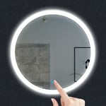 Miroir lumineux pour salle de bain à LED avec éclairage tactile anti-buée blanc froid Ocean Miroir de Salle de Bain Rond 60cm