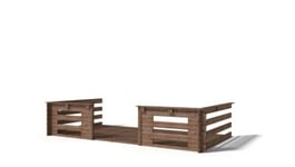 Terrasse en bois avec balustrade pour abri en bois - 8m2 - 4m x 2m - imprégnée - couleur: marron - DOM79