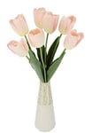 Real Touch Lot de 7 Tulipes artificielles dans Un Vase - Décoration printanière - Décoration de Table - Fleurs artificielles - Tulipe - Mariage - Hôtel - Fête - Décoration Simple - Fleur en Soie