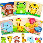 lenbest Puzzle en Bois Enfant - 6PCS Jouet Montessori Puzzles - Jouet Enfant Puzzle 1 Jeu 2 3 an Ans - Jeux Educatif Animaux Puzzle - Cadeau Enfant Bebe Fille Garçon 1 Jeu 2 3 an Ans