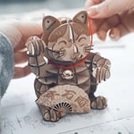 Rolife Plutus Cat Puzzle 3D Maquette Bois,Modélisme pour Adultes à Construire,Décoration du Bureau de la Maison Idée de Cadeau de Noël TG303