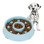 Relaxdays Slow Feeder Bowl, Anti Gulping, Food for Dogs, 500 ml, Eat Slowly, Dishwasher Safe, Spiral, Blue