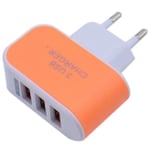 3 Usb Multi Adapter Travel Wall Charger Orange 5v/1a