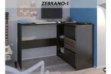 Hucoco Bureau Rex w - bureau d'angle moderne avec rangements + 3 tiroirs 112x87x76 cm table d'ordinateur forme de l wenge/zebrano