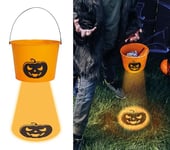 FIESTAS GUIRCA | Panier de Trick or Treat avec LED à la Base (15x20 cm) - Accessoire pour Halloween et Fêtes Costumées - Idéal pour Collecter des Bonbons et Décoration - Orange