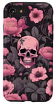 Coque pour iPhone SE (2020) / 7 / 8 Étui de téléphone gothique fleurs crâne roses et fond gothique