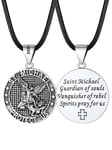 FaithHeart Mens Saint Michael Archangel Pendant Necklace, S925 Silver St Michael Coin Necklaces, Firefighter Policemen Jewelry Gifts