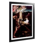 Big Box Art Framed Print of Correggio The Holy Night Design | Wall Art Picture | Home Decor for Kitchen, Living, Dining Room, Bedroom, Hallway, Office, Black, A2 / 24.5x18 Inch / 62x45cm