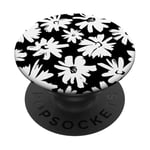 Motif floral marguerite noir et blanc PopSockets PopGrip Interchangeable