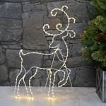 LED Reindeer Silhouette Decoration Outdoor Flashing Christmas Light White 60cm