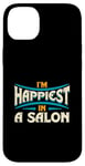 Coque pour iPhone 14 Plus Citation « I'm Happiest In A Salon Hair Love »