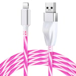 Câble Iphone Chargeur Iphone 1.5m 60w Led Lumineux Cable Iphone Usb Câble Lightning Connecteur Ultra Résistant Charge Rapide Compatible Avec Iphone 14/14 Pro/13/12/11/X/Xr/8/7/6,Ipad Rose