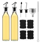 HAOYULUO Lot de 2 Bouteille Huile, 500 ml Bouteille Huile olive bec verseur, Distributeur huile avec entonnoir, Adapté à la cuisine, au Barbecue et à d'autres Activités de pique-nique en plein air