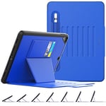 SEYMAC stock Case for iPad 6th/5th Generation/Air 2 / Pro 9.7'', Magnetic Auto Sleep/Wake Smart Cover with [Multi-angles Stand] Pencil Holder & Card Slot Feature for iPad 9.7 Inch 2018/2017, Blue